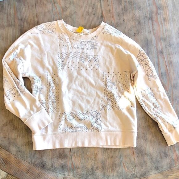 Fabletics Kourtney Sweatshirt Color Oats Blocked Paisley Small - Picture 6 of 8